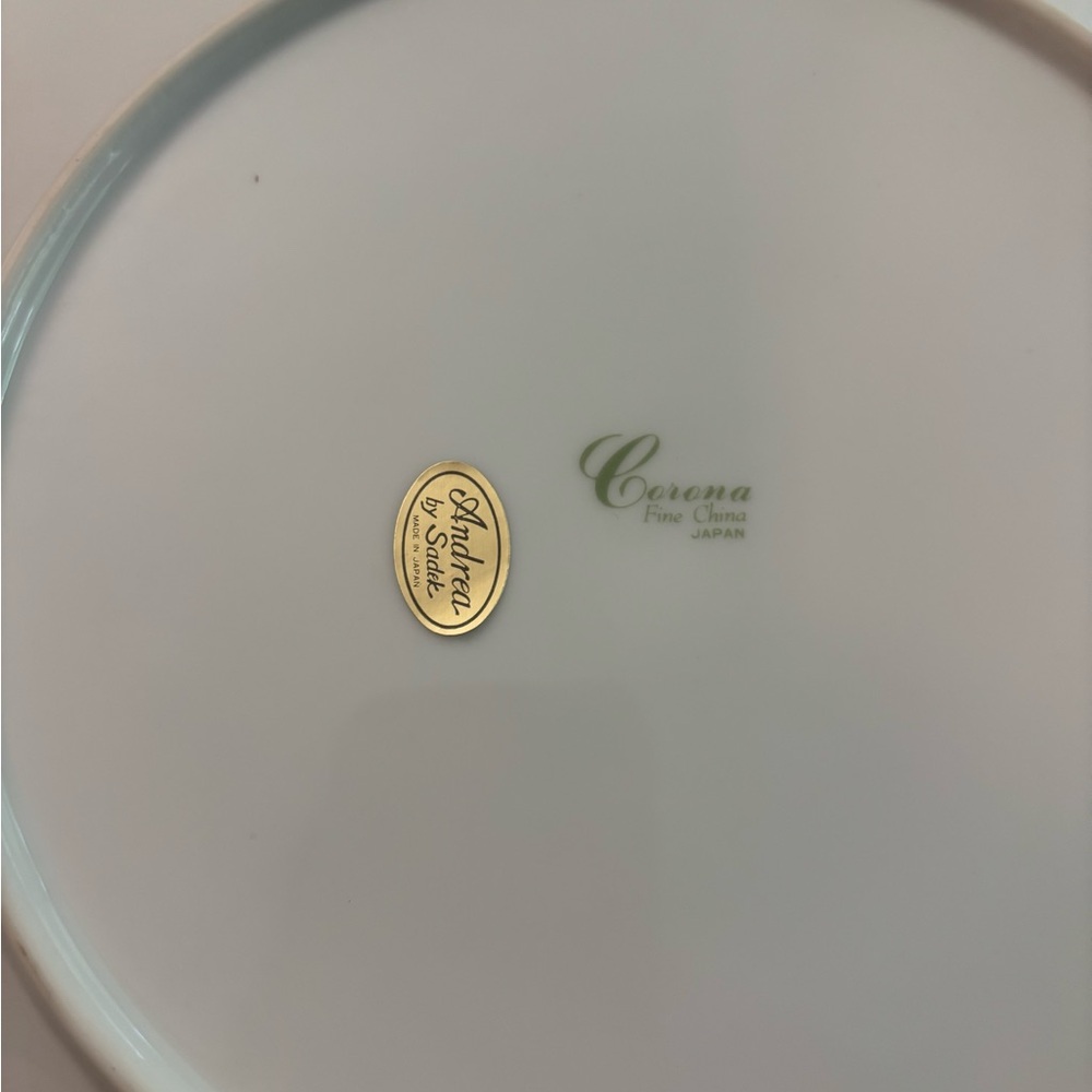 Andrea By Sadek 12” Floral Cake Plate and Server Set with Scalloped Gold Edge - Picture 3 of 6